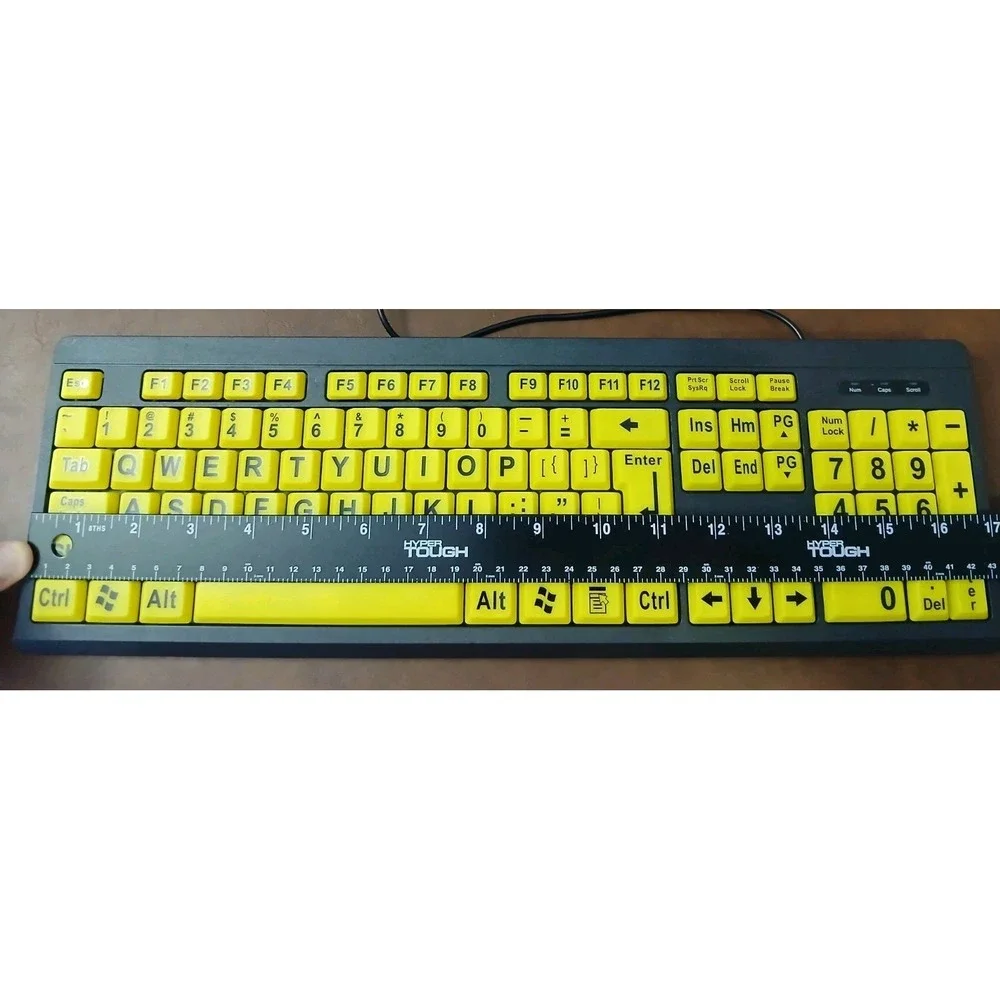 EZ Eyes™ USB Wired KEYBOARD Model KL-306B - Black‎ on Yellow - Large Print #1257